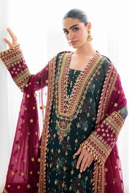 Baroque Zinc Formal printed chiffon 3-piece suit with gota patti detailing and fancy dupatta