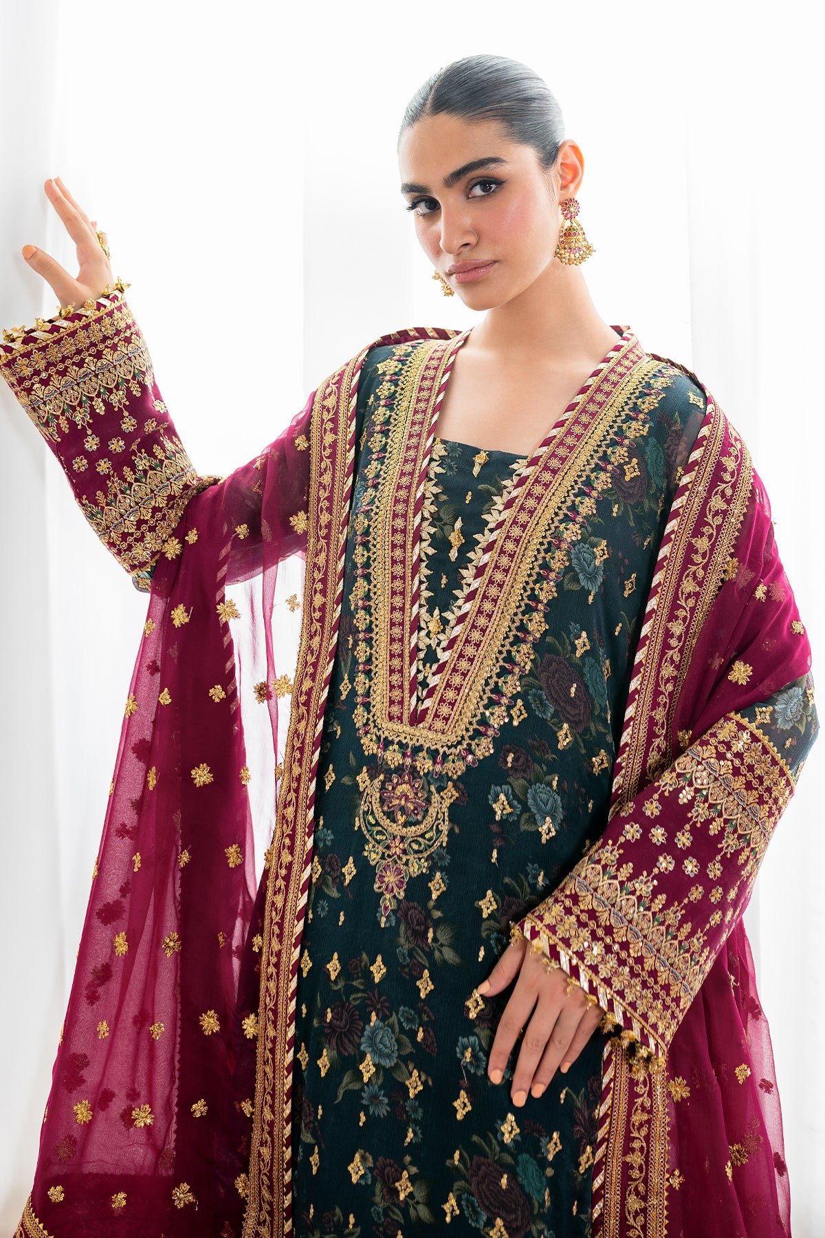 IMG_5389.JPG Baroque Zinc Formal printed chiffon 3-piece suit with gota patti detailing and fancy dupatta